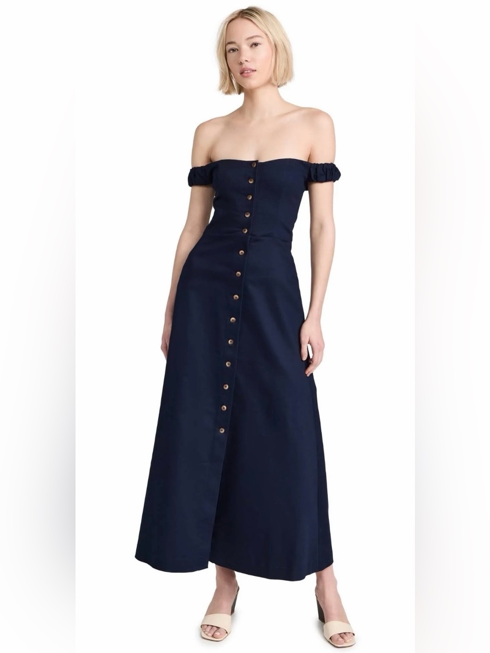 Favorite Daughter Lovesick Off-the-Shoulder Dress – Navy – Size 2
